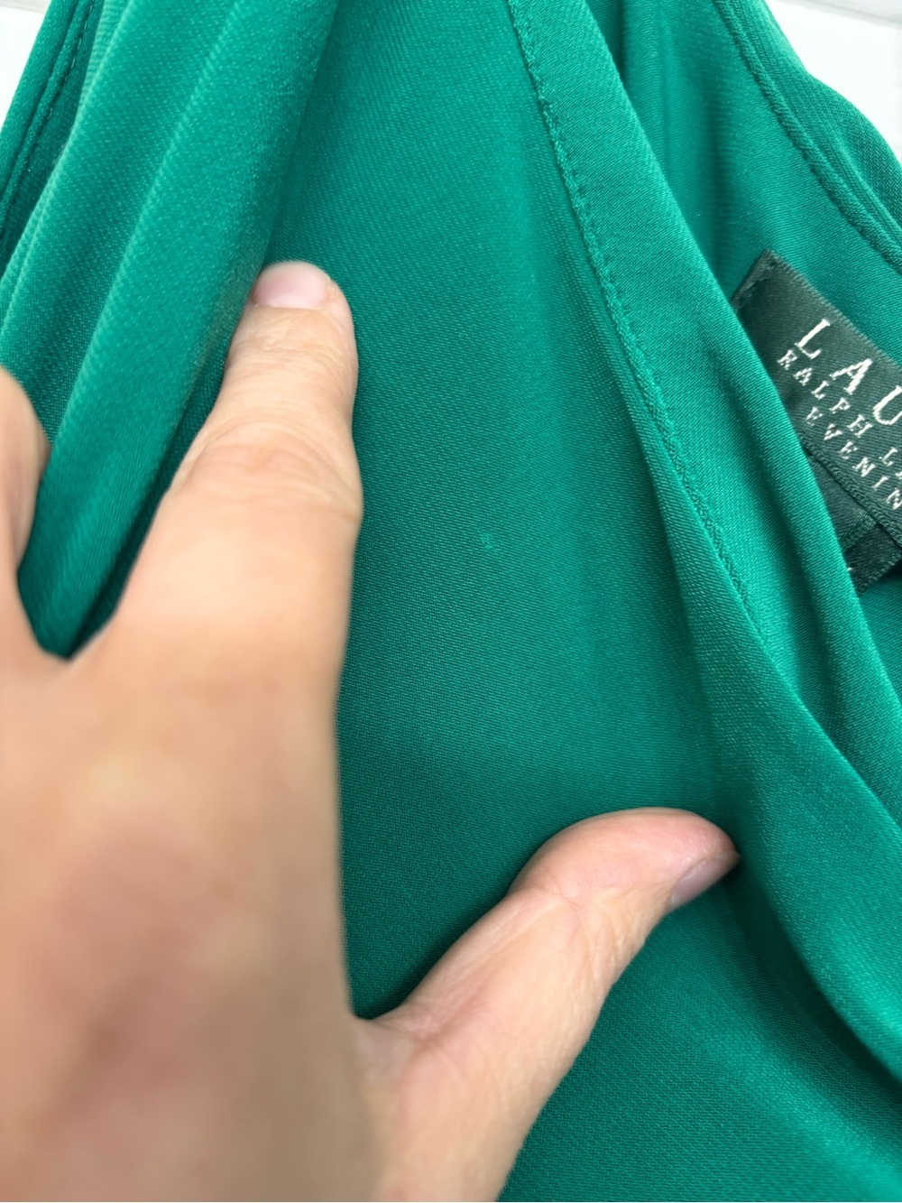 Lauren Ralph Lauren Emerald One-Shoulder Evening Gown - Picture 7 of 10